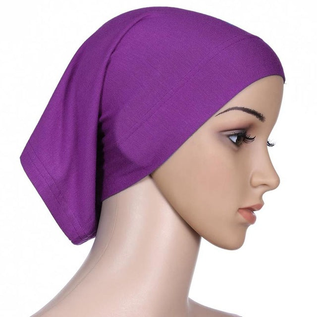 Women Islamic Hijab Cap Scarf  Tube Bonnet Hair Wrap Colorful Head Band