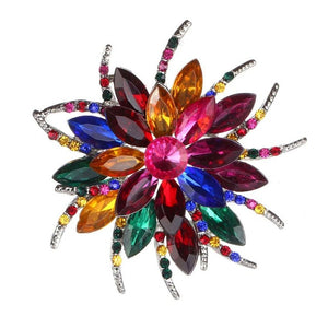 Luxury Bijoux Large Crystal Rhinestone Flowers Brooches Epoxy Corsage Wedding Broach Bouquet Hijab Pin Broches Party Women