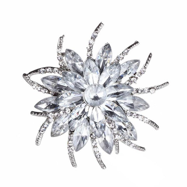 Luxury Bijoux Large Crystal Rhinestone Flowers Brooches Epoxy Corsage Wedding Broach Bouquet Hijab Pin Broches Party Women