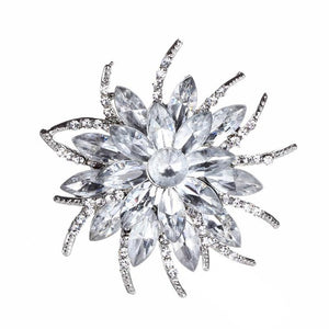Luxury Bijoux Large Crystal Rhinestone Flowers Brooches Epoxy Corsage Wedding Broach Bouquet Hijab Pin Broches Party Women