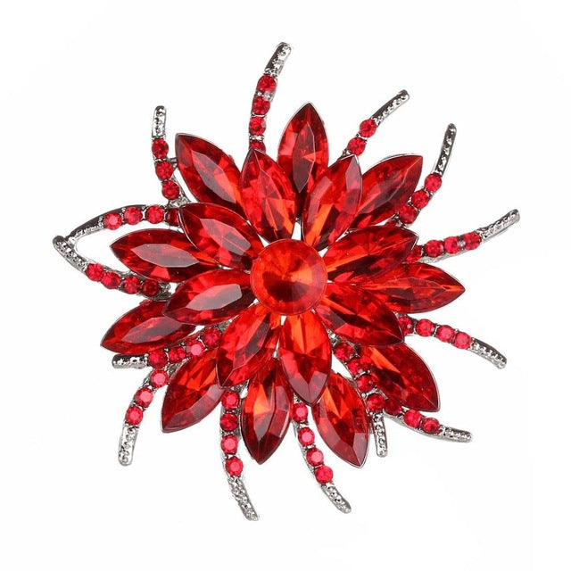 Luxury Bijoux Large Crystal Rhinestone Flowers Brooches Epoxy Corsage Wedding Broach Bouquet Hijab Pin Broches Party Women