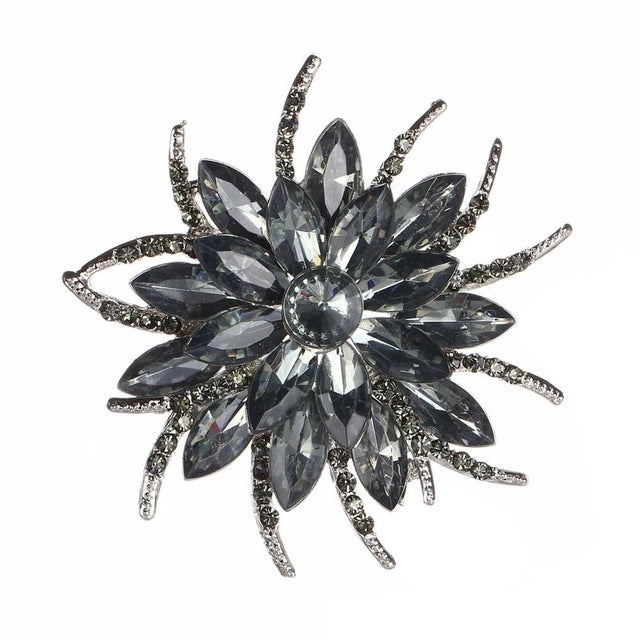 Luxury Bijoux Large Crystal Rhinestone Flowers Brooches Epoxy Corsage Wedding Broach Bouquet Hijab Pin Broches Party Women