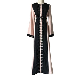 2017 Vintage Women Slim Summer Casual Dress Long Abaya Sleeve Soft Dress For Kaftan Islamic MuslimTurkish Arabic Appliques