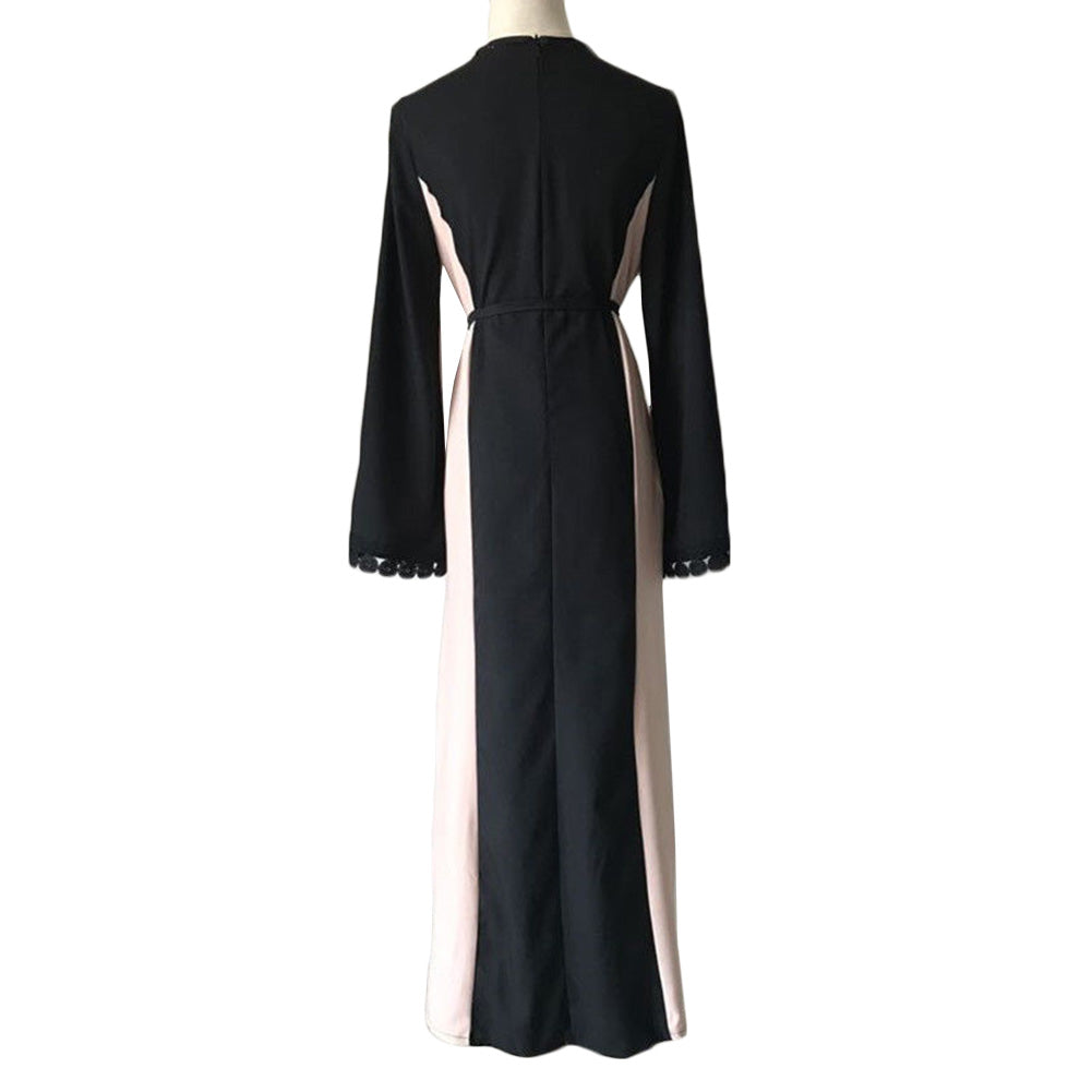 2017 Vintage Women Slim Summer Casual Dress Long Abaya Sleeve Soft Dress For Kaftan Islamic MuslimTurkish Arabic Appliques