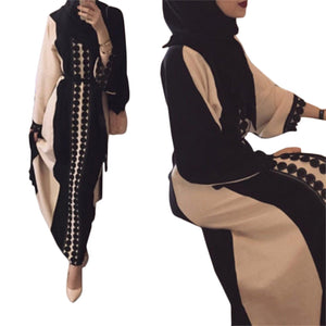 2017 Vintage Women Slim Summer Casual Dress Long Abaya Sleeve Soft Dress For Kaftan Islamic MuslimTurkish Arabic Appliques