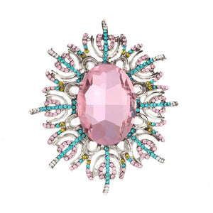 ZOSHI Fashion Colorful Crystal Brooch Pin Luxury Rhinestone Hijab Pin Scarf Clip Expoyed Large Flower Brooch Pin Wedding Gifts