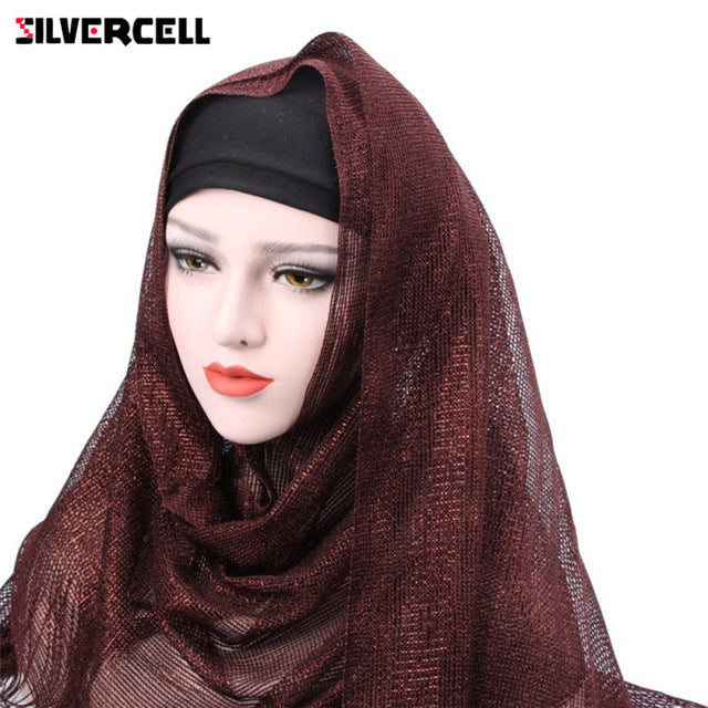 Muslim Hijab Fashion Tassel Headscarf Turban Women Head Coverings Gold Thread Hoofddoek Scarves 100 *50CM T6