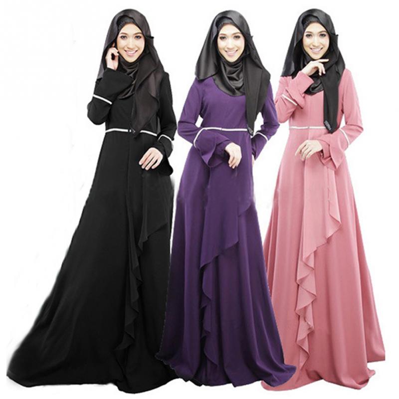 Women Islamic Muslim Dress Arab Ladies Caftan Kaftan Malaysia Dubai Turkish Ladies Clothing Women Long Sleeve Muslim Dresses