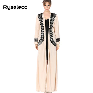 Spring 2018 New Open Stitch Middle East Loose Maxi Dress Long Flare Middle East Leaf Pattern Women djellaba Ladies Caftan Kaftan